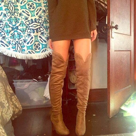 NWT Charlotte Russe Nessa Tan Knee High Boots Size 7 - Picture 6 of 6